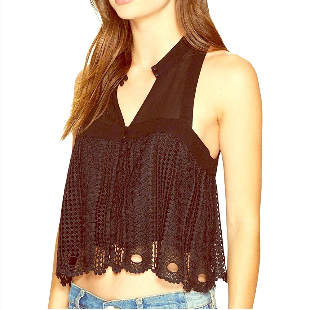 FREE PEOPLE -  NWT! Rory Lace Top - Black - Size S